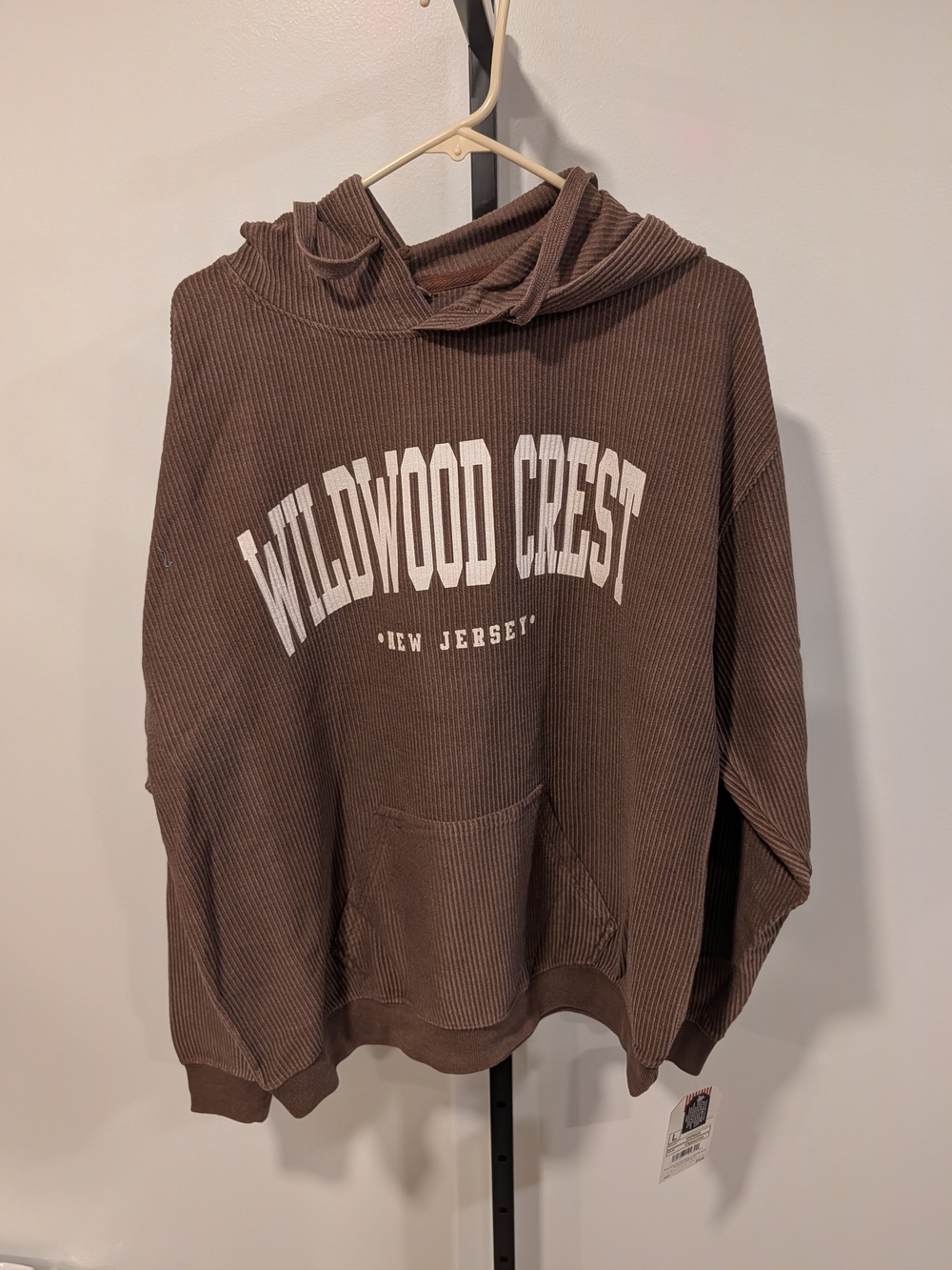 US Vintage Wildwood Crest New Jersey Cappuccino Ribbed Hoodie